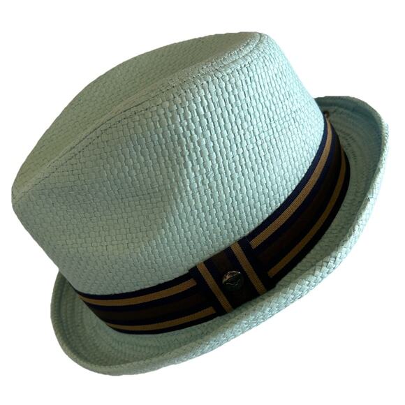 PETER GRIMM Light Blue Depp Mens Fedora Hat Turquoise Dad Miami New With Tags - Picture 1 of 10